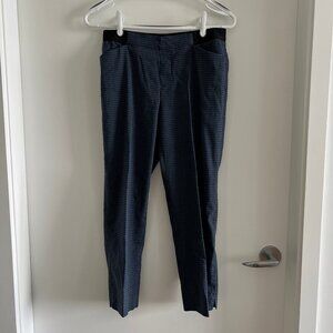 2for$30🏷Uniqlo Pull-On Linen Blend Cropped Tapered Trousers Navy Gingham Check